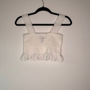 White ruffled crop top